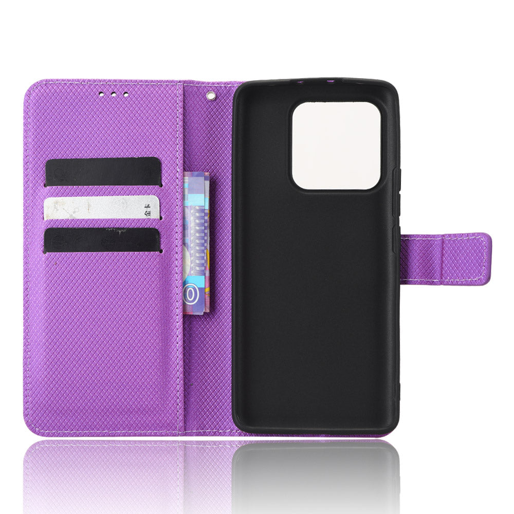 Diamond Texture Phone Cover For Xiaomi 13 Pro 5G, Magnetic Clasp Foldable Stand Flip Leather Wallet Case