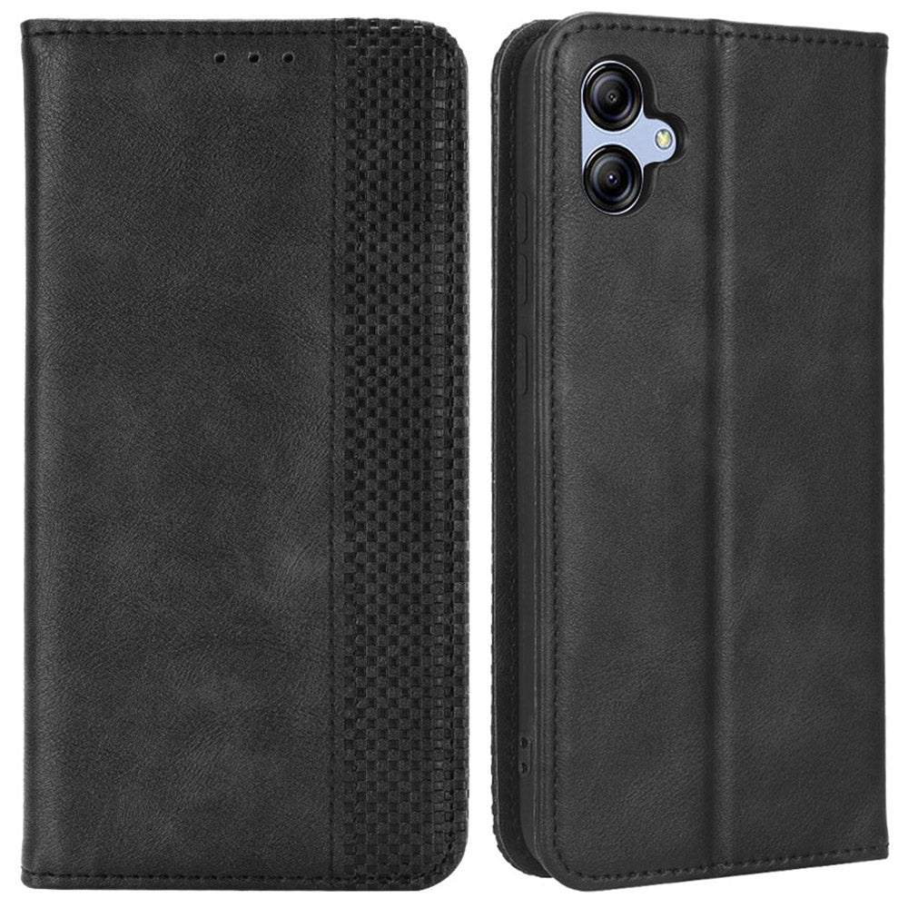 Retro Texture Protective Phone Cover For Samsung Galaxy A04e 4G / F04 4G / M04 4G, Magnetic Auto Closing Imprinted Pattern PU Leather Flip Wallet Stand Anti-drop Phone Case