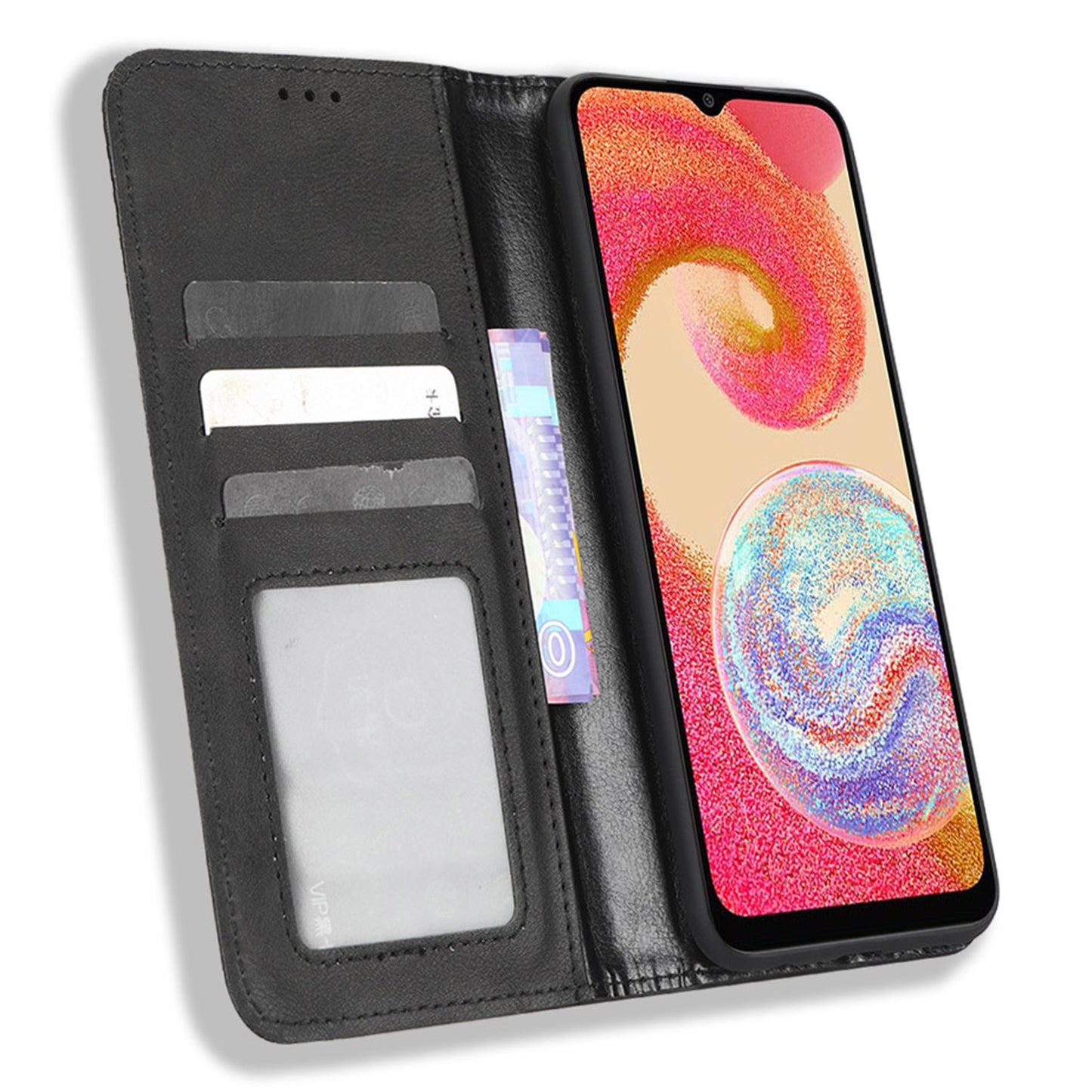 Retro Texture Protective Phone Cover For Samsung Galaxy A04e 4G / F04 4G / M04 4G, Magnetic Auto Closing Imprinted Pattern PU Leather Flip Wallet Stand Anti-drop Phone Case