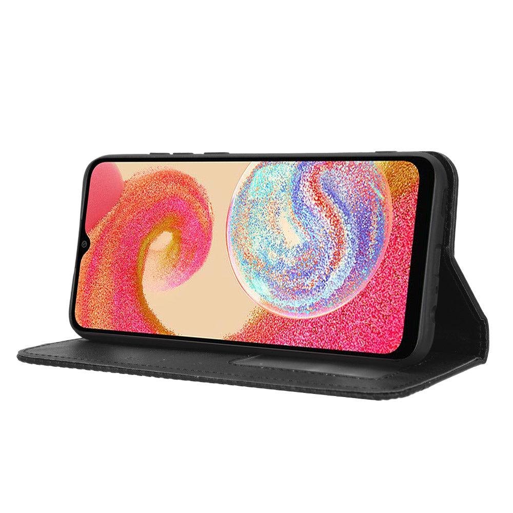 Retro Texture Protective Phone Cover For Samsung Galaxy A04e 4G / F04 4G / M04 4G, Magnetic Auto Closing Imprinted Pattern PU Leather Flip Wallet Stand Anti-drop Phone Case