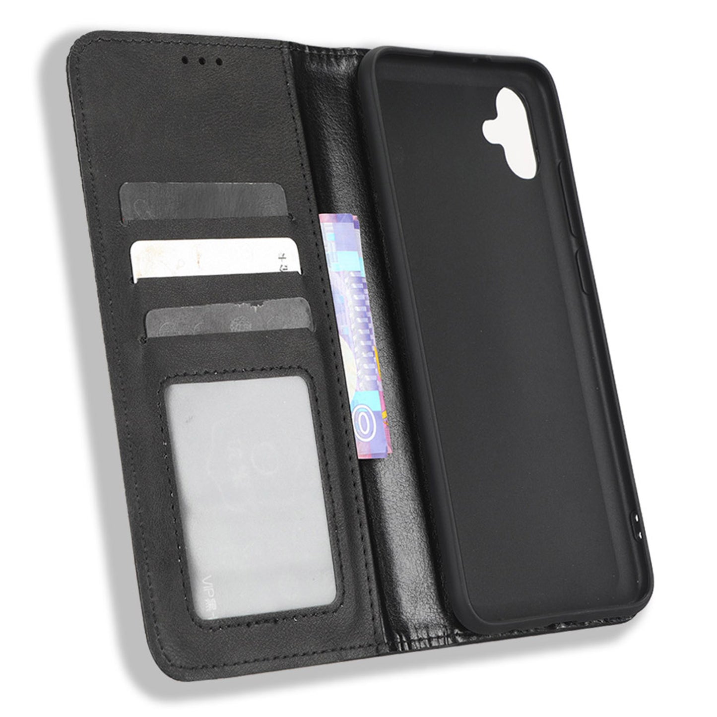 Retro Texture Protective Phone Cover For Samsung Galaxy A04e 4G / F04 4G / M04 4G, Magnetic Auto Closing Imprinted Pattern PU Leather Flip Wallet Stand Anti-drop Phone Case