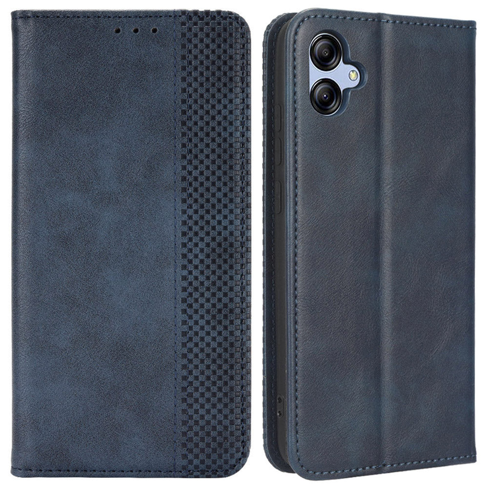 Retro Texture Protective Phone Cover For Samsung Galaxy A04e 4G / F04 4G / M04 4G, Magnetic Auto Closing Imprinted Pattern PU Leather Flip Wallet Stand Anti-drop Phone Case