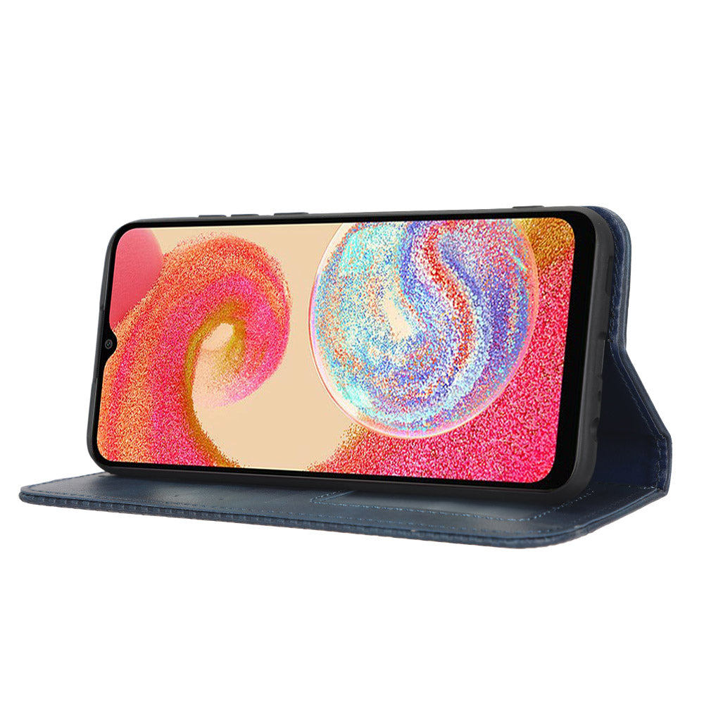 Retro Texture Protective Phone Cover For Samsung Galaxy A04e 4G / F04 4G / M04 4G, Magnetic Auto Closing Imprinted Pattern PU Leather Flip Wallet Stand Anti-drop Phone Case