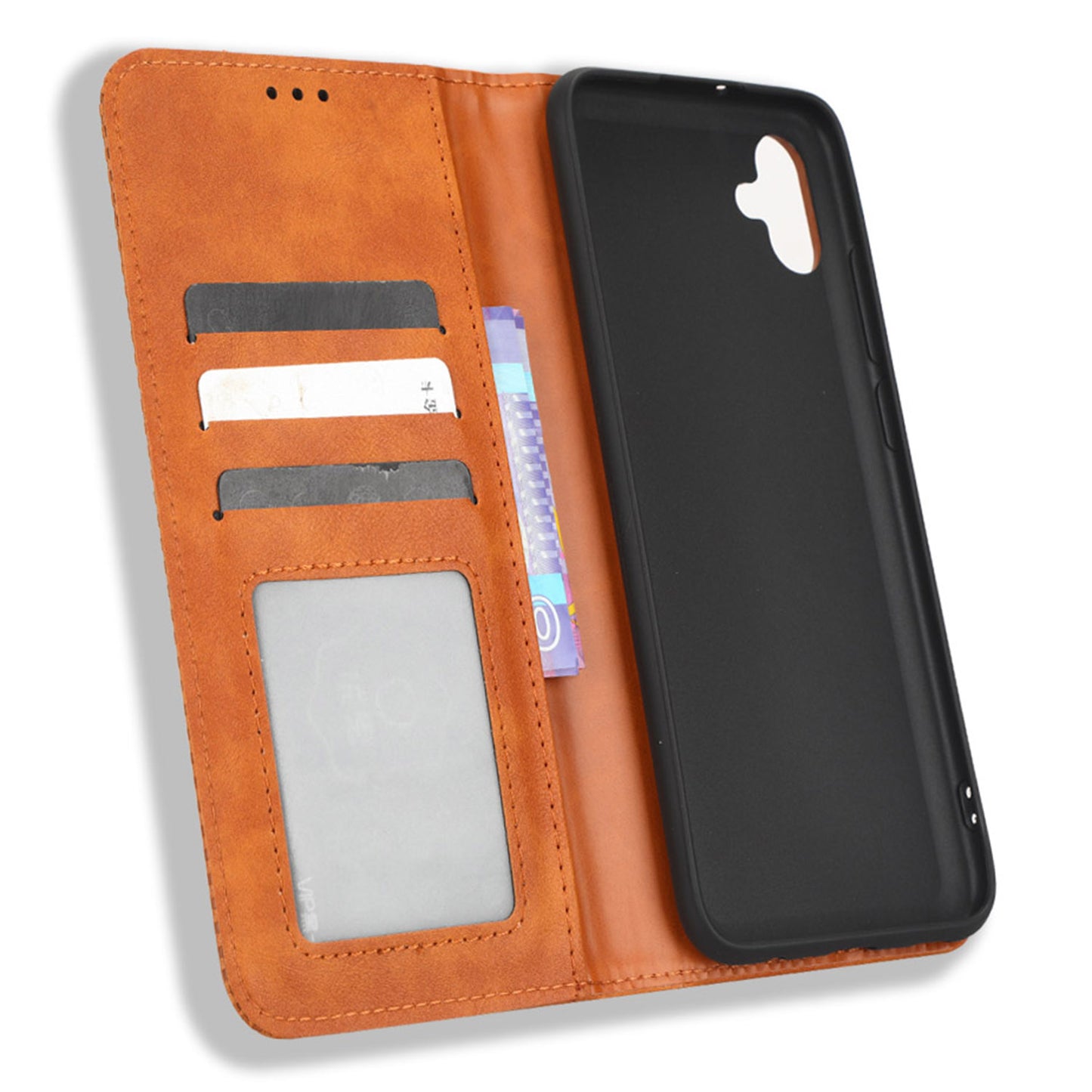 Retro Texture Protective Phone Cover For Samsung Galaxy A04e 4G / F04 4G / M04 4G, Magnetic Auto Closing Imprinted Pattern PU Leather Flip Wallet Stand Anti-drop Phone Case