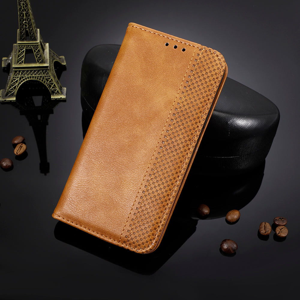 Retro Texture Protective Phone Cover For Samsung Galaxy A04e 4G / F04 4G / M04 4G, Magnetic Auto Closing Imprinted Pattern PU Leather Flip Wallet Stand Anti-drop Phone Case