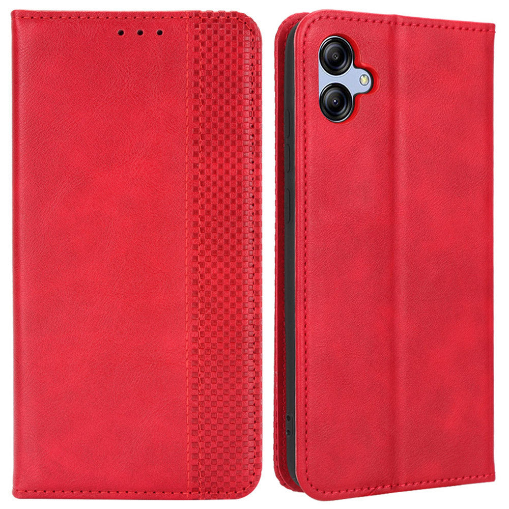 Retro Texture Protective Phone Cover For Samsung Galaxy A04e 4G / F04 4G / M04 4G, Magnetic Auto Closing Imprinted Pattern PU Leather Flip Wallet Stand Anti-drop Phone Case