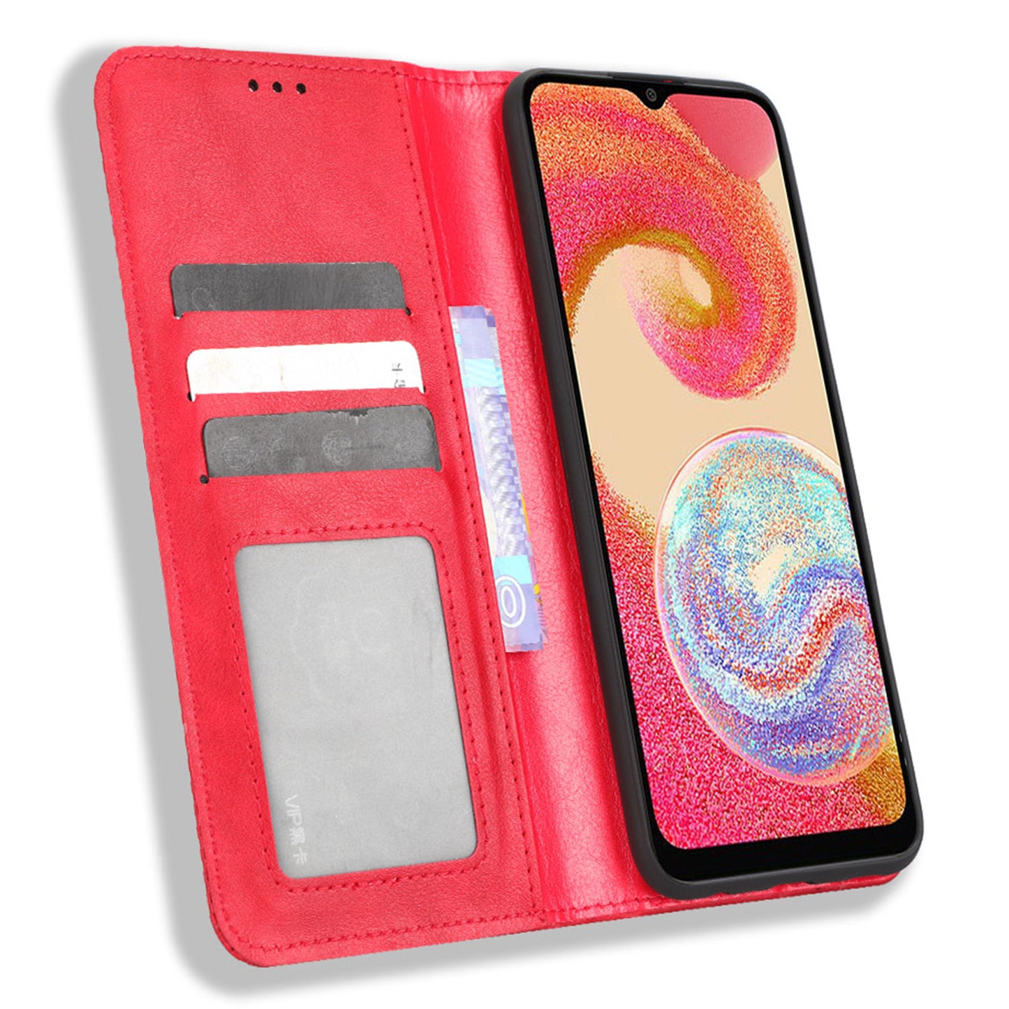 Retro Texture Protective Phone Cover For Samsung Galaxy A04e 4G / F04 4G / M04 4G, Magnetic Auto Closing Imprinted Pattern PU Leather Flip Wallet Stand Anti-drop Phone Case