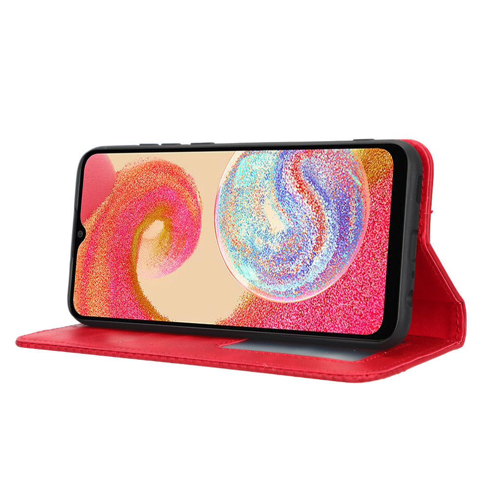 Retro Texture Protective Phone Cover For Samsung Galaxy A04e 4G / F04 4G / M04 4G, Magnetic Auto Closing Imprinted Pattern PU Leather Flip Wallet Stand Anti-drop Phone Case