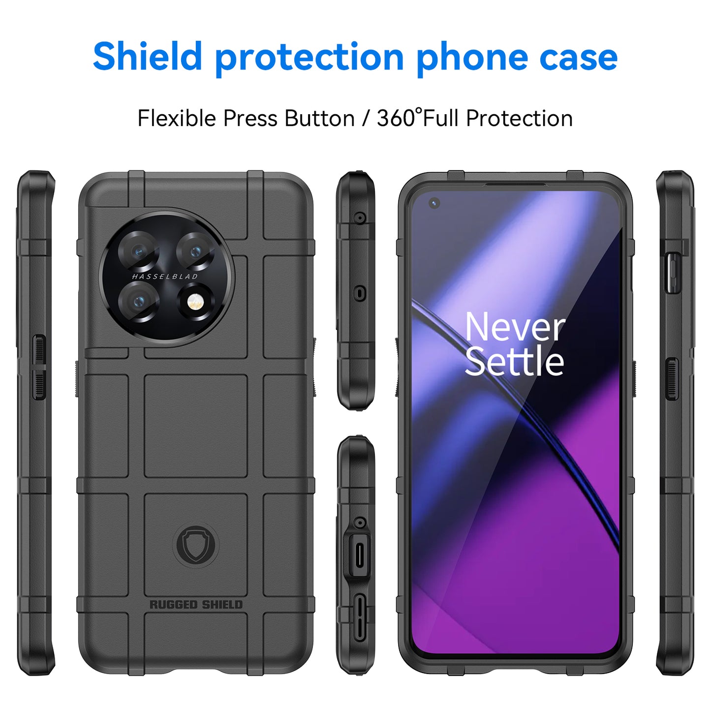 Soft TPU Case for OnePlus 11 5G, Rugged Square Grid Texture Drop-proof Phone Cover