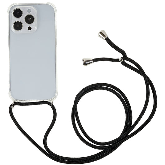 Phone Back Cover for iPhone 13 Pro 6.1 inch HD Clear Four Corner Soft TPU Case with Lanyard