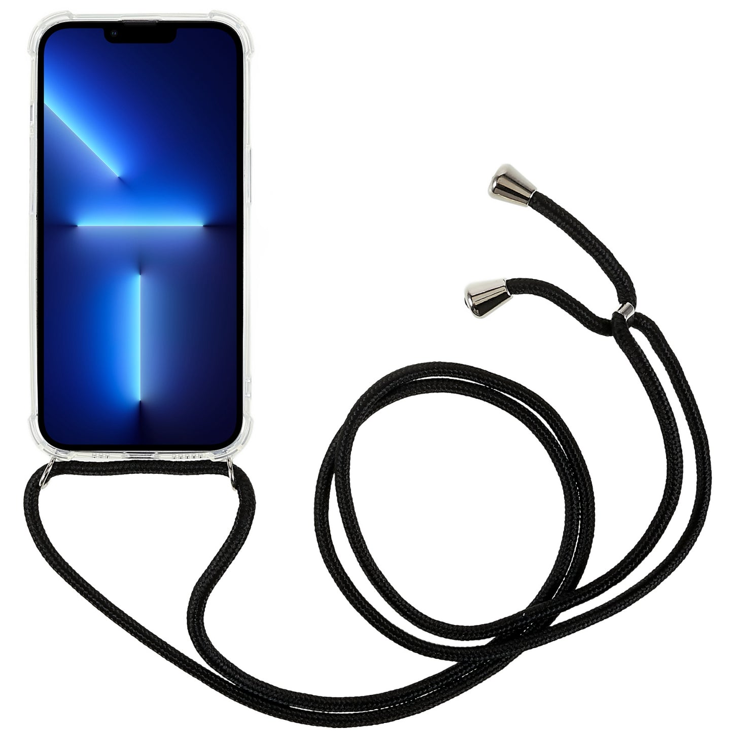 Phone Back Cover for iPhone 13 Pro 6.1 inch HD Clear Four Corner Soft TPU Case with Lanyard