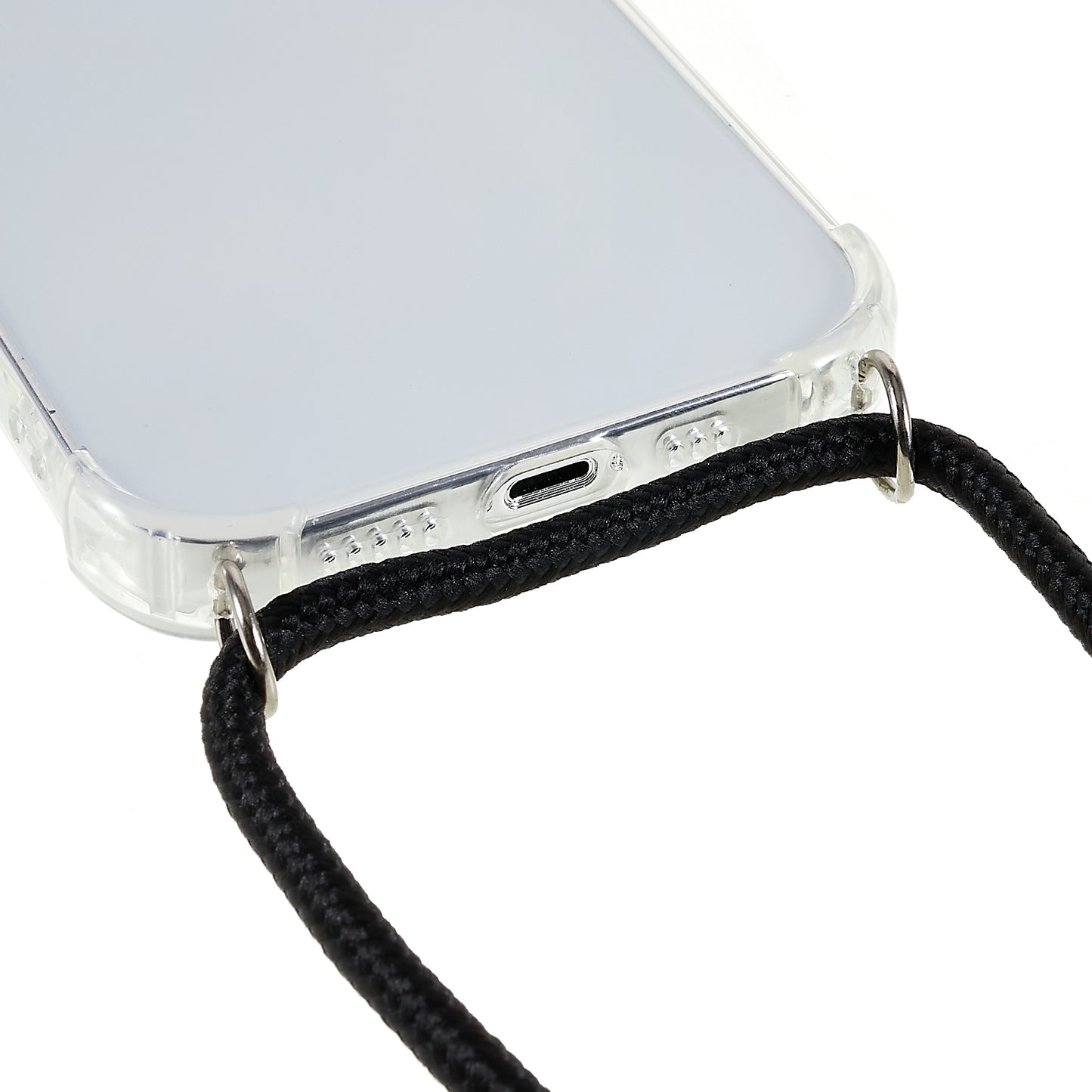 Phone Back Cover for iPhone 13 Pro 6.1 inch HD Clear Four Corner Soft TPU Case with Lanyard
