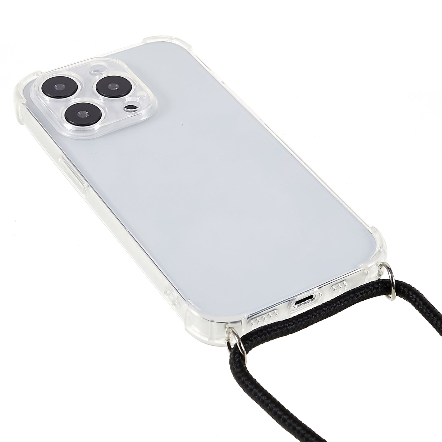 Phone Back Cover for iPhone 13 Pro 6.1 inch HD Clear Four Corner Soft TPU Case with Lanyard