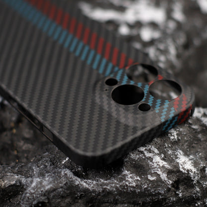 For iPhone 13 Pro 6.1 inch Scratch Resistant Color Splicing Mobile Phone Protective Cover, Precise Cutout Carbon Fiber Texture Aramid Fiber Back Case