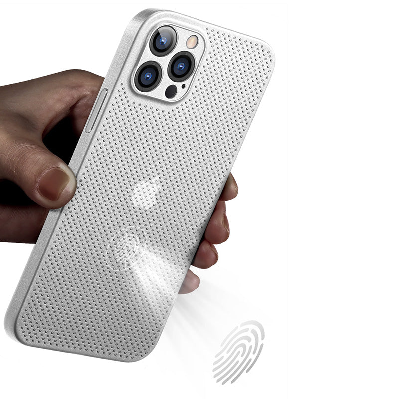For iPhone 13 Pro 6.1 inch Shockproof Breathable Hollow Hole Heat Dissipation Mesh Back Cover Ultra Thin PP Phone Case