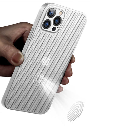 For iPhone 13 Pro 6.1 inch Shockproof Breathable Hollow Hole Heat Dissipation Mesh Back Cover Ultra Thin PP Phone Case