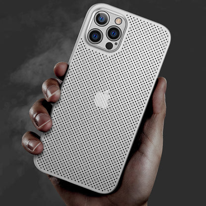 For iPhone 13 Pro 6.1 inch Shockproof Breathable Hollow Hole Heat Dissipation Mesh Back Cover Ultra Thin PP Phone Case