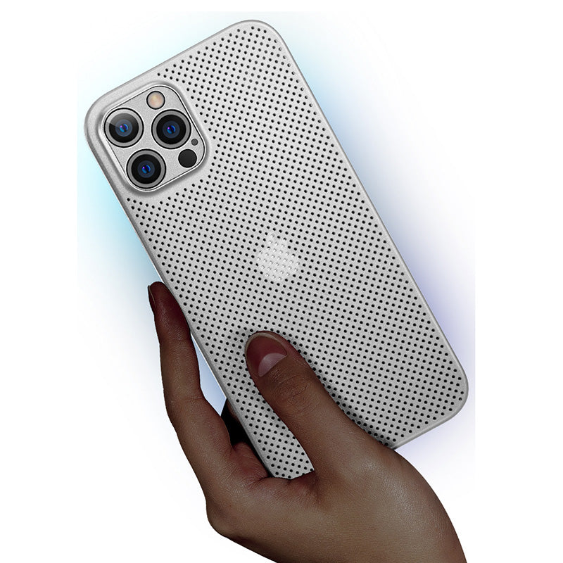For iPhone 13 Pro 6.1 inch Shockproof Breathable Hollow Hole Heat Dissipation Mesh Back Cover Ultra Thin PP Phone Case