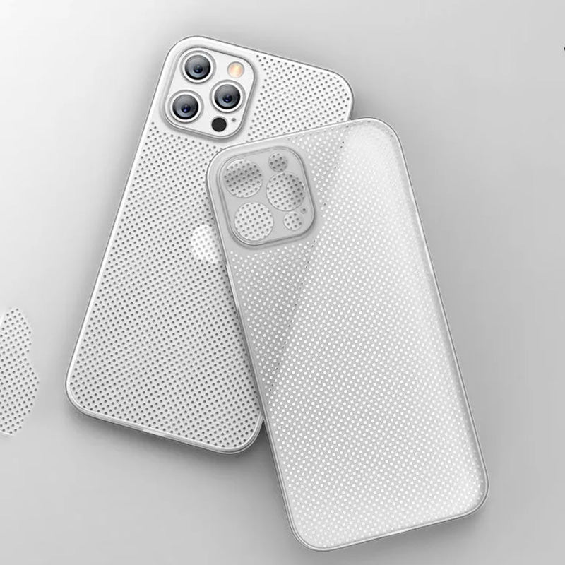 For iPhone 13 Pro 6.1 inch Shockproof Breathable Hollow Hole Heat Dissipation Mesh Back Cover Ultra Thin PP Phone Case