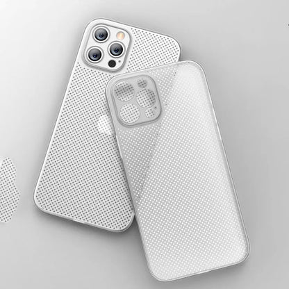 For iPhone 13 Pro 6.1 inch Shockproof Breathable Hollow Hole Heat Dissipation Mesh Back Cover Ultra Thin PP Phone Case