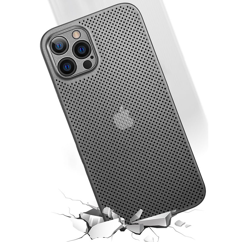For iPhone 13 Pro 6.1 inch Shockproof Breathable Hollow Hole Heat Dissipation Mesh Back Cover Ultra Thin PP Phone Case
