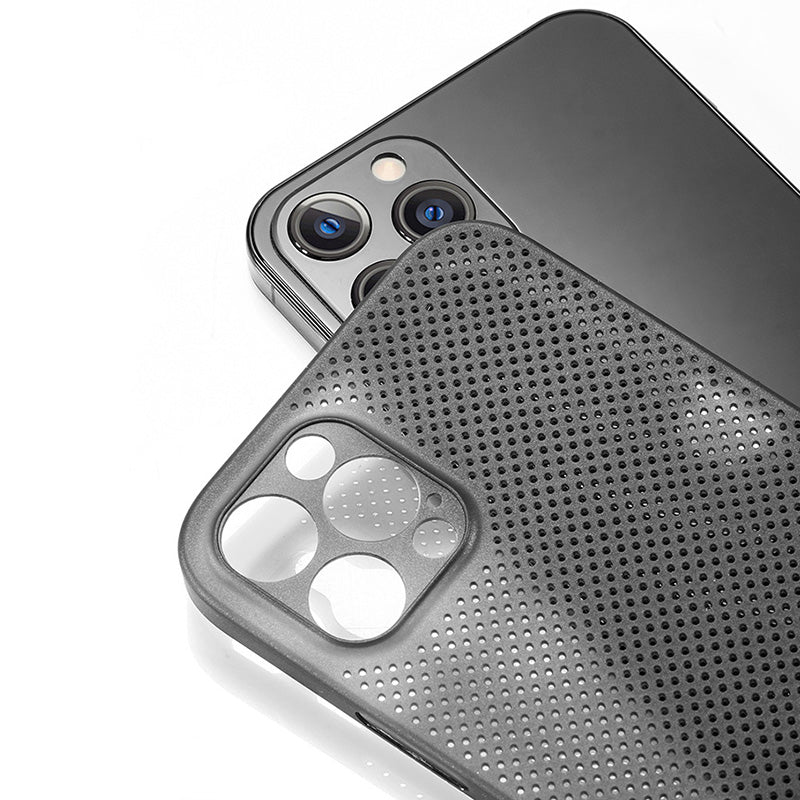 For iPhone 13 Pro 6.1 inch Shockproof Breathable Hollow Hole Heat Dissipation Mesh Back Cover Ultra Thin PP Phone Case