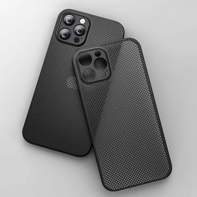 For iPhone 13 Pro 6.1 inch Shockproof Breathable Hollow Hole Heat Dissipation Mesh Back Cover Ultra Thin PP Phone Case