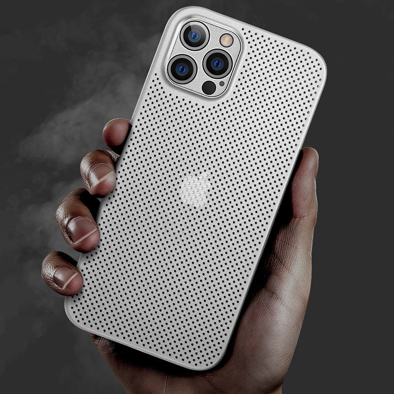 For iPhone 13 Pro 6.1 inch Shockproof Breathable Hollow Hole Heat Dissipation Mesh Back Cover Ultra Thin PP Phone Case