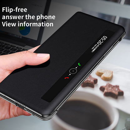 For Honor Magic Vs 5G View Window PU Leather+PC Flip Case Stand Cover with Portable Hand Grip Strap