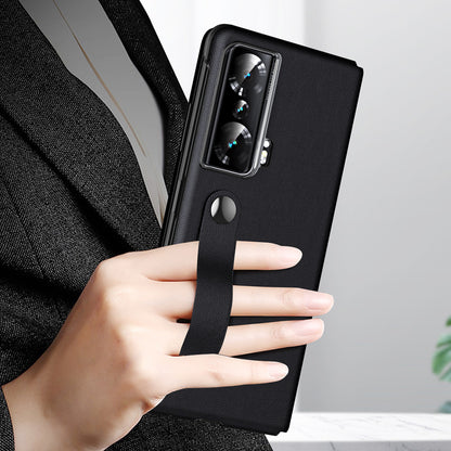 For Honor Magic Vs 5G View Window PU Leather+PC Flip Case Stand Cover with Portable Hand Grip Strap