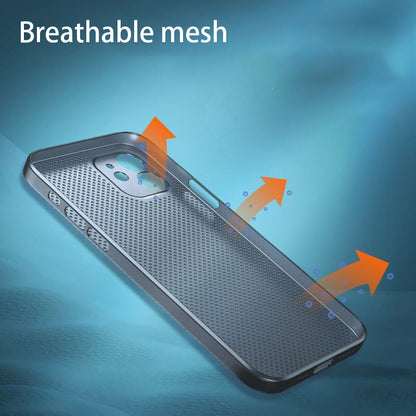 For iPhone 12 mini 5.4 inch Anti-fingerprint Ultra Thin Breathable Hollow Hole Heat Dissipation Mesh Back Cover PP Phone Case