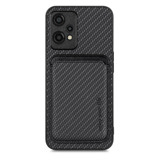 For OnePlus Nord CE 2 Lite 5G Magnetic Absorption Detachable Card Holder Phone Case Carbon Fiber Texture Anti-drop Cover