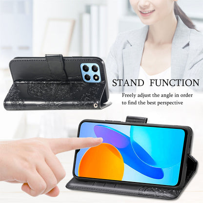 For Honor X8 5G PU Leather Protective Phone Case Imprinted Butterfly Pattern Shockproof Flip Phone Cover with Stand Wallet