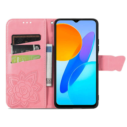 For Honor X8 5G PU Leather Protective Phone Case Imprinted Butterfly Pattern Shockproof Flip Phone Cover with Stand Wallet