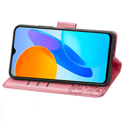 For Honor X8 5G PU Leather Protective Phone Case Imprinted Butterfly Pattern Shockproof Flip Phone Cover with Stand Wallet