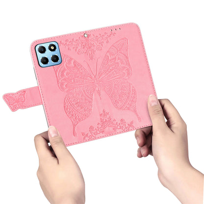 For Honor X8 5G PU Leather Protective Phone Case Imprinted Butterfly Pattern Shockproof Flip Phone Cover with Stand Wallet