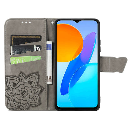 For Honor X8 5G PU Leather Protective Phone Case Imprinted Butterfly Pattern Shockproof Flip Phone Cover with Stand Wallet