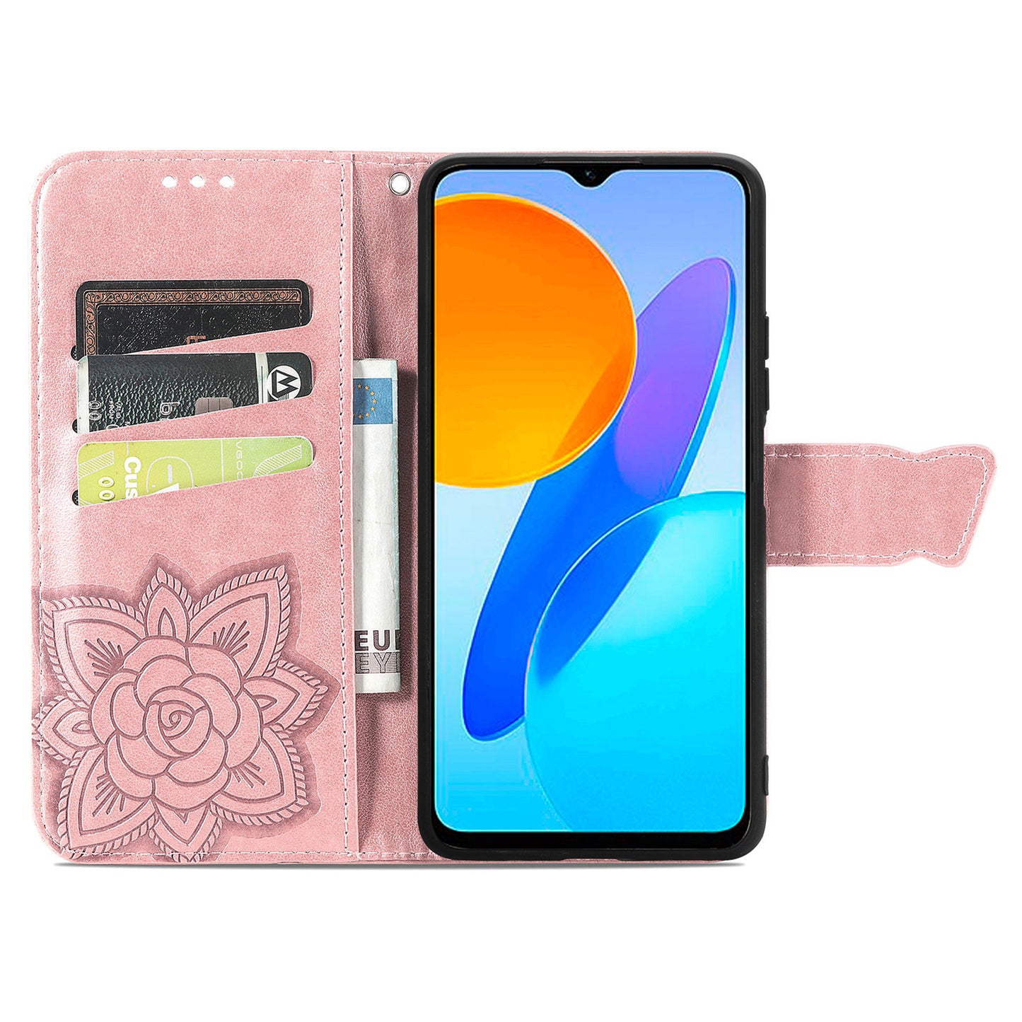 For Honor X8 5G PU Leather Protective Phone Case Imprinted Butterfly Pattern Shockproof Flip Phone Cover with Stand Wallet