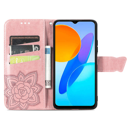 For Honor X8 5G PU Leather Protective Phone Case Imprinted Butterfly Pattern Shockproof Flip Phone Cover with Stand Wallet