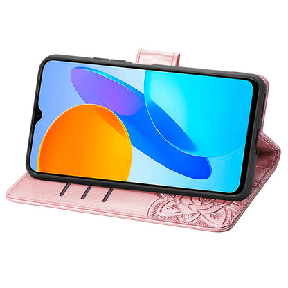 For Honor X8 5G PU Leather Protective Phone Case Imprinted Butterfly Pattern Shockproof Flip Phone Cover with Stand Wallet