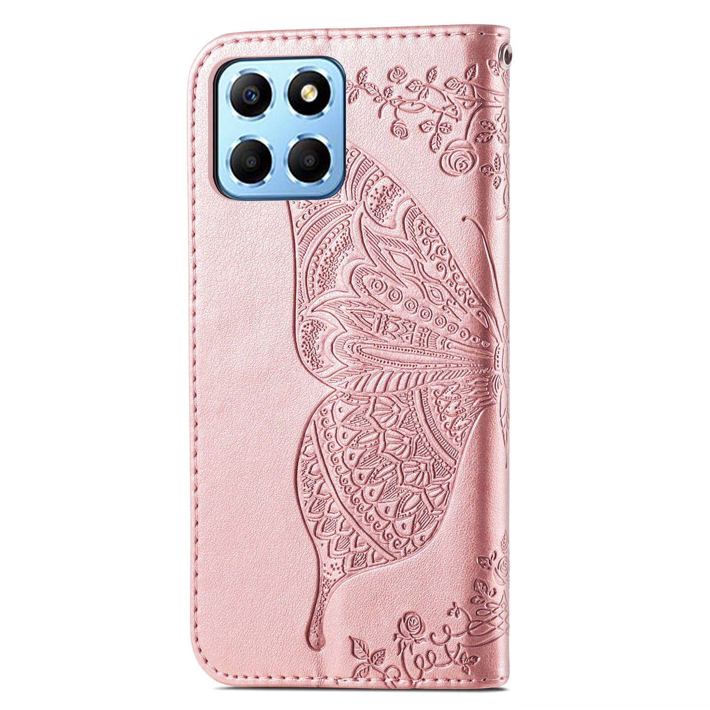 For Honor X8 5G PU Leather Protective Phone Case Imprinted Butterfly Pattern Shockproof Flip Phone Cover with Stand Wallet