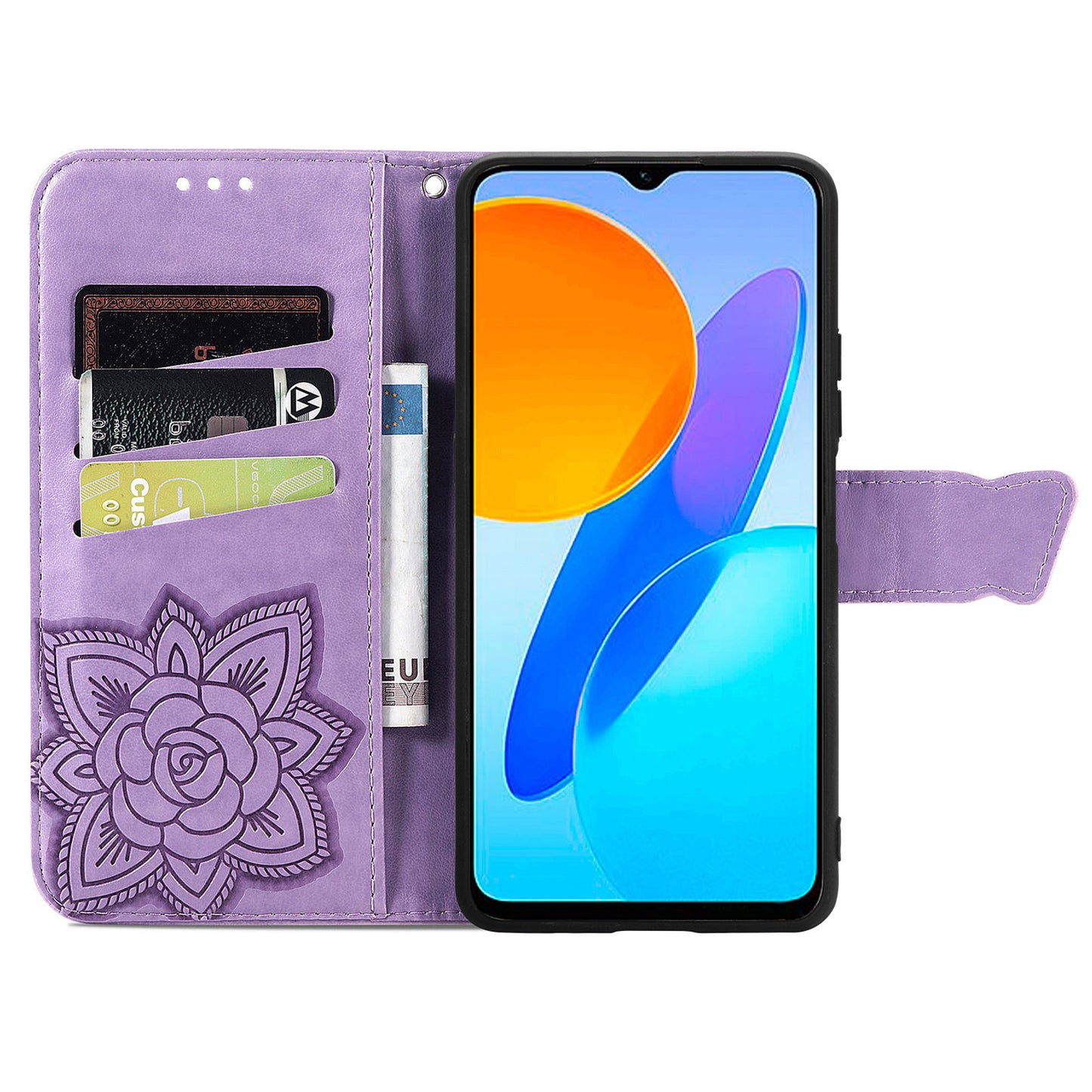 For Honor X8 5G PU Leather Protective Phone Case Imprinted Butterfly Pattern Shockproof Flip Phone Cover with Stand Wallet