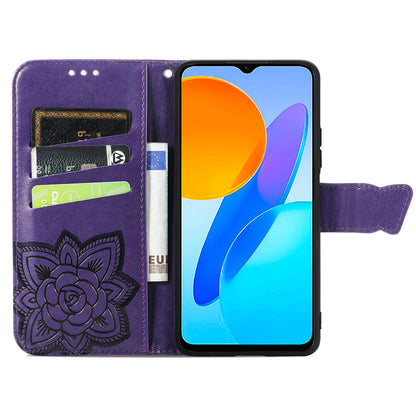 For Honor X8 5G PU Leather Protective Phone Case Imprinted Butterfly Pattern Shockproof Flip Phone Cover with Stand Wallet