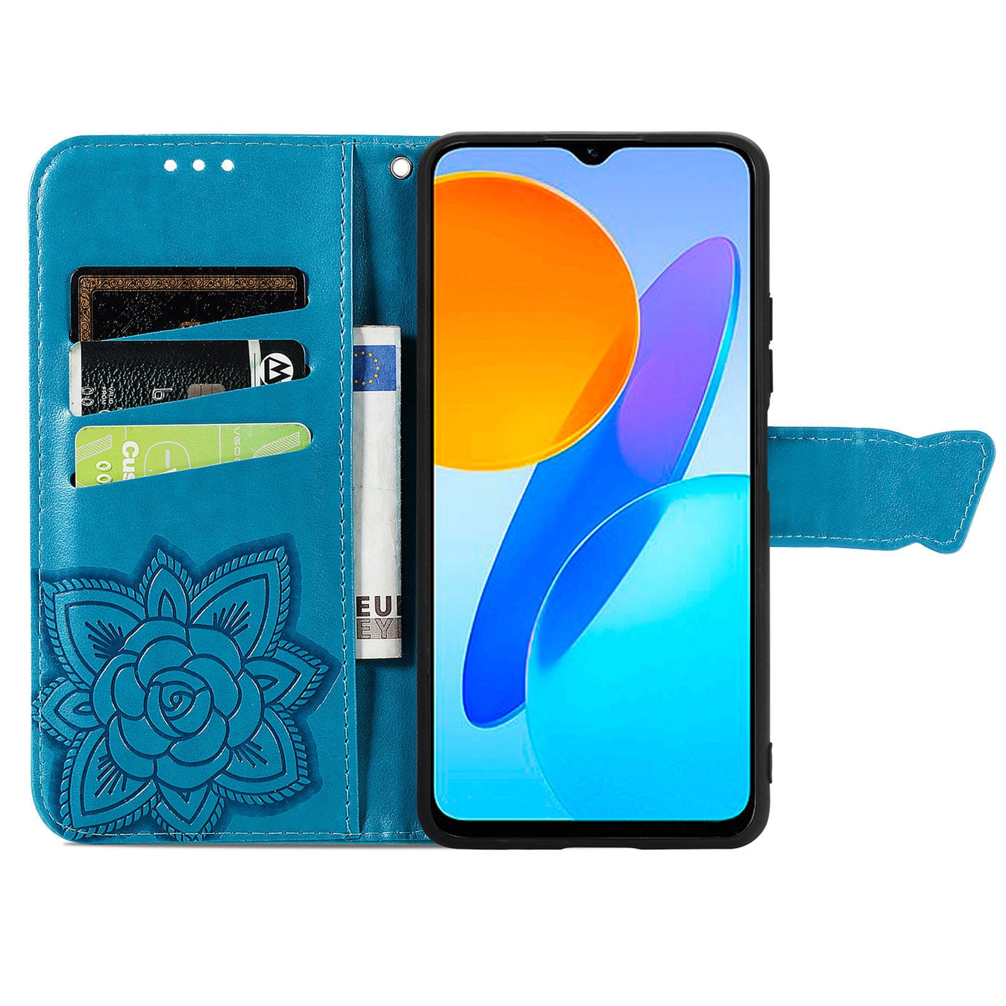 For Honor X8 5G PU Leather Protective Phone Case Imprinted Butterfly Pattern Shockproof Flip Phone Cover with Stand Wallet