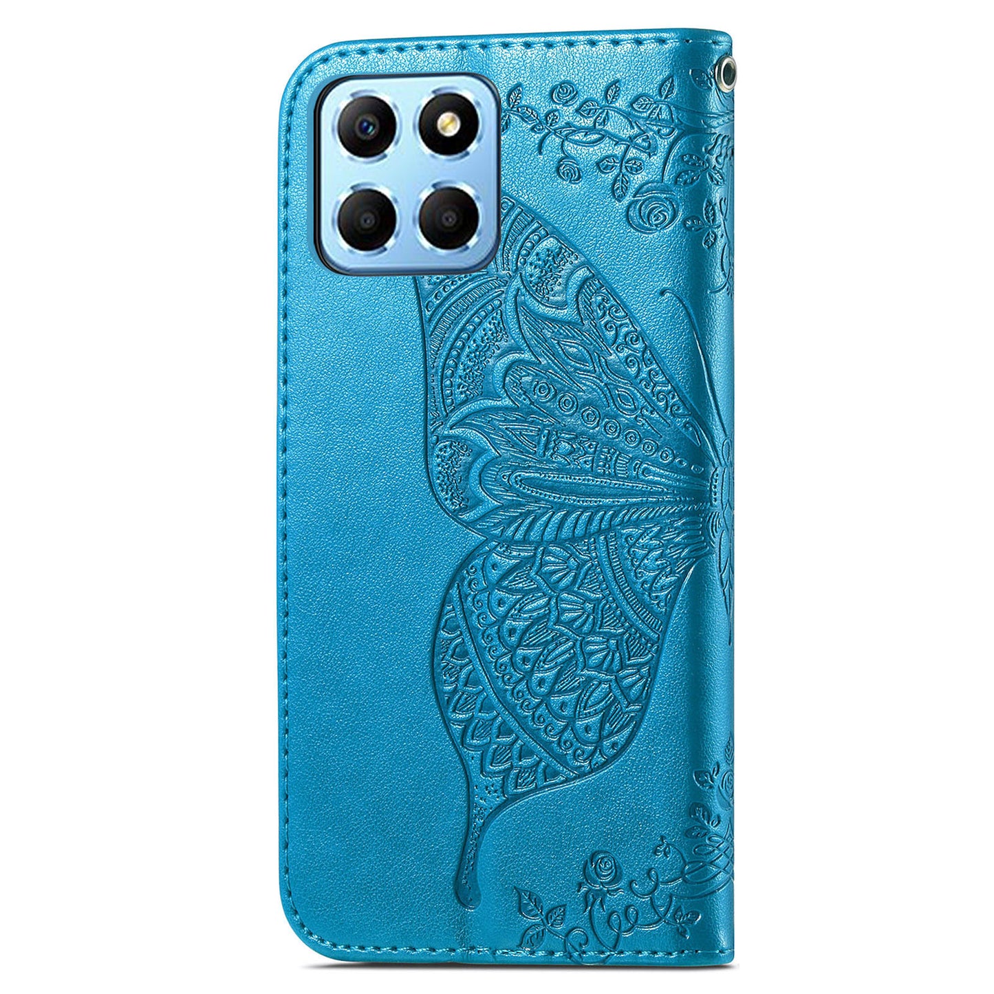 For Honor X8 5G PU Leather Protective Phone Case Imprinted Butterfly Pattern Shockproof Flip Phone Cover with Stand Wallet