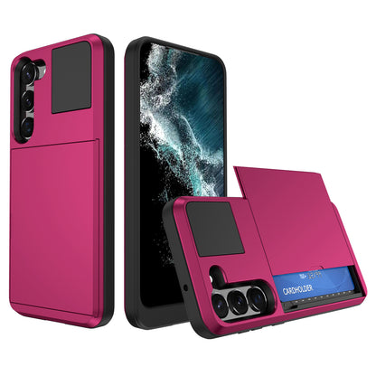 Cell Phone Case for Samsung Galaxy S23, Sliding Card Holder PC + TPU Anti-drop Cover