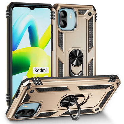 Phone Case for Xiaomi Redmi A1 4G / A2 4G , Military Grade Anti-drop PC + TPU Protective Cover with Ring Kickstand
