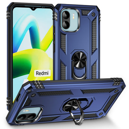 Phone Case for Xiaomi Redmi A1 4G / A2 4G , Military Grade Anti-drop PC + TPU Protective Cover with Ring Kickstand