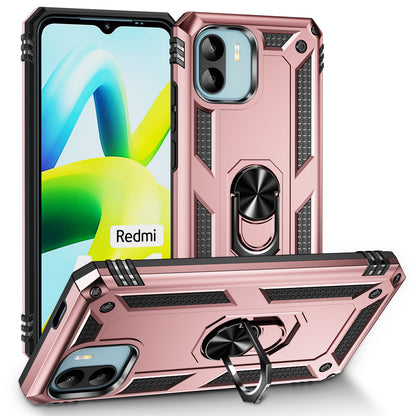 Phone Case for Xiaomi Redmi A1 4G / A2 4G , Military Grade Anti-drop PC + TPU Protective Cover with Ring Kickstand