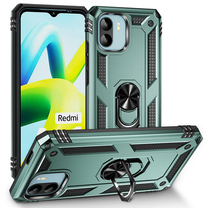 Phone Case for Xiaomi Redmi A1 4G / A2 4G , Military Grade Anti-drop PC + TPU Protective Cover with Ring Kickstand
